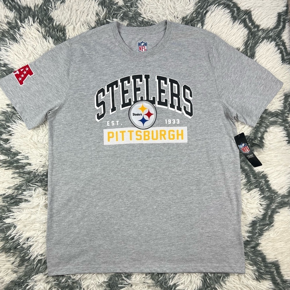 NWT NFL Team Apparel Men’s Gray Pittsburgh Steelers T-shirt Size XL